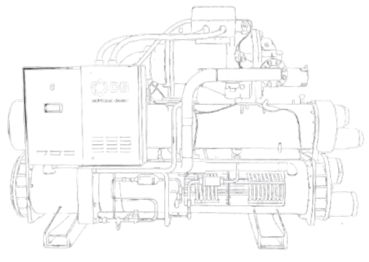 Dunham-Bush Water-Cooled Screw Chillers technical line art