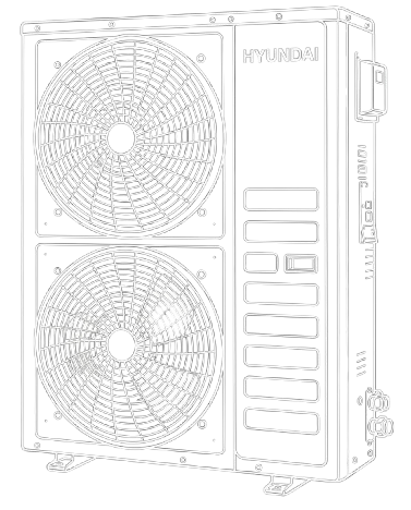 Hyundai DX Ducted Split Systems technical line art